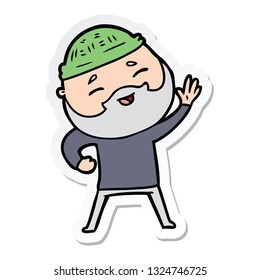 sticker of a cartoon happy bearded man