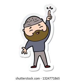 sticker of a cartoon happy bearded man