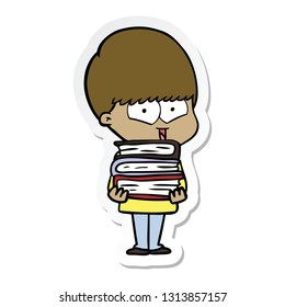 sticker of a cartoon happy boy