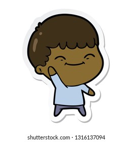 sticker of a cartoon happy boy