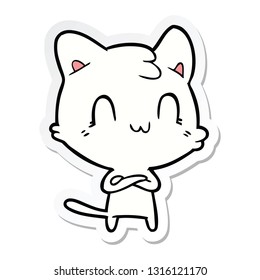 sticker of a cartoon happy cat