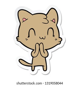 sticker of a cartoon happy cat