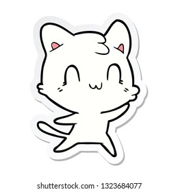 sticker of a cartoon happy cat