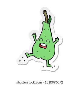 sticker of a cartoon happy dancing pear