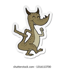 sticker of a cartoon happy dragon