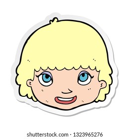 sticker of a cartoon happy female face