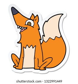 sticker of a cartoon happy fox