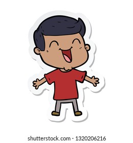 adesivo de um homem feliz desenho animado