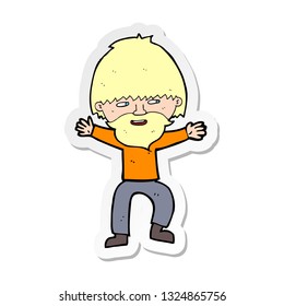 sticker of a cartoon happy man with beard