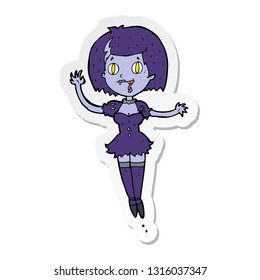 sticker of a cartoon happy vampire girl