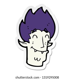 sticker of a cartoon happy vampire head