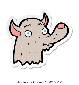 sticker of a cartoon happy wolf