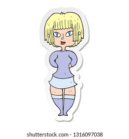 sticker of a cartoon happy woman
