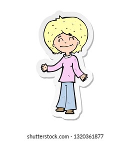 sticker of a cartoon happy woman