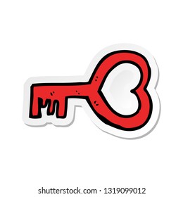sticker of a cartoon heart shaped key