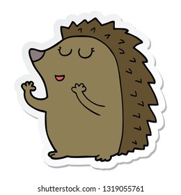 sticker of a cartoon hedgehog