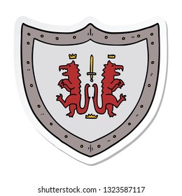 pegatina de un escudo heráldico de dibujos animados
