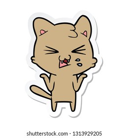 sticker of a cartoon hissing cat