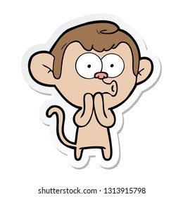 sticker of a cartoon hooting monkey
