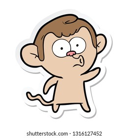 sticker of a cartoon hooting monkey