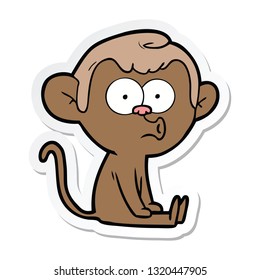 sticker of a cartoon hooting monkey