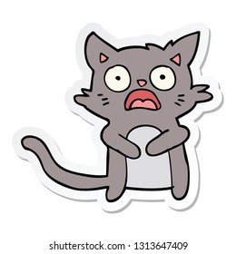 Sticker Of A Cartoon Horrified Cat