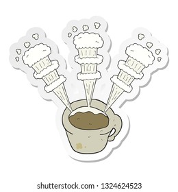 sticker of a cartoon hot coffee mug