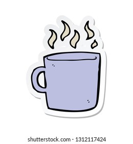 sticker of a cartoon hot cup of coffee