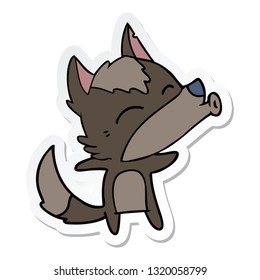 sticker of a cartoon howling wolf