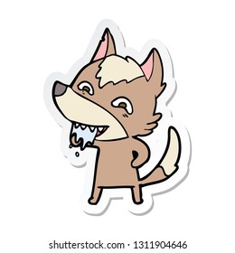 pegatina de un lobo hambriento de dibujos animados