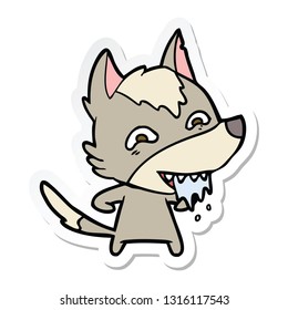 pegatina de un lobo hambriento de dibujos animados