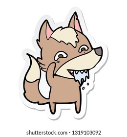 pegatina de un lobo hambriento de dibujos animados