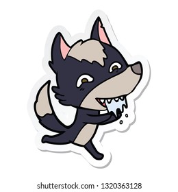 pegatina de un lobo hambriento de dibujos animados