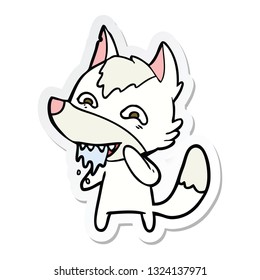 sticker of a cartoon hungry wolf