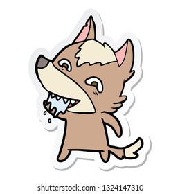Aufkleber eines Cartoon-hungrigen Wolfs