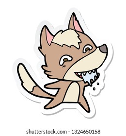 Aufkleber eines Cartoon-hungrigen Wolfs
