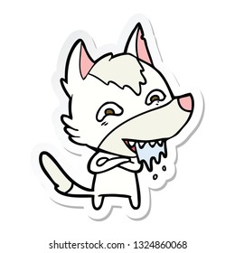pegatina de un lobo hambriento de dibujos animados