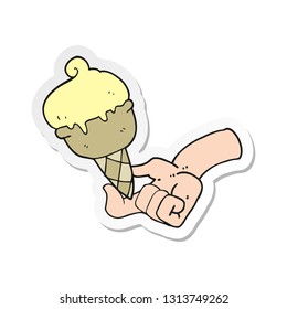 adesivo de um sorvete de desenho animado