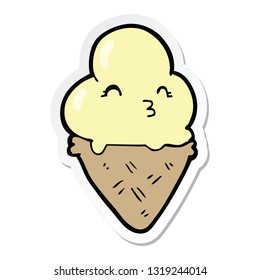 sticker of a cartoon ice cream