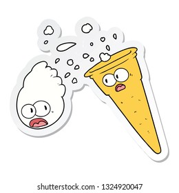 sticker of a cartoon ice cream