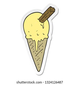 sticker of a cartoon ice cream cone
