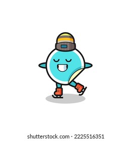 sticker cartoon as an ice skating player doing perform , cute style design for t shirt, sticker, logo element