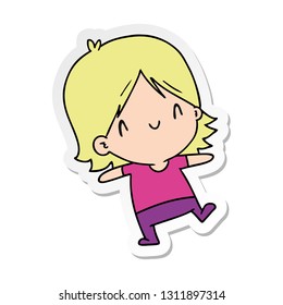 sticker cartoon illustration of a cute kawaii girl