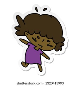 sticker cartoon illustration of a cute kawaii girl