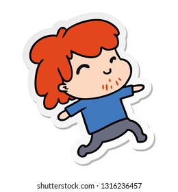 sticker cartoon illustration kawaii boy with stubble
