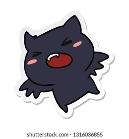 sticker cartoon illustration of a kawaii cute bat