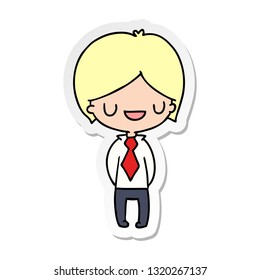 sticker cartoon illustration of a kawaii cute boy