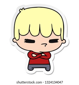 sticker cartoon illustration of a kawaii cute cross boy