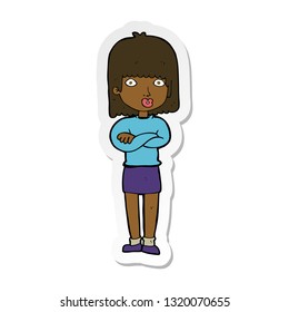 sticker of a cartoon impatient woman