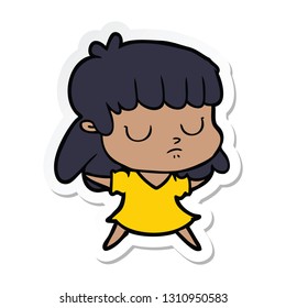 sticker of a cartoon indifferent woman